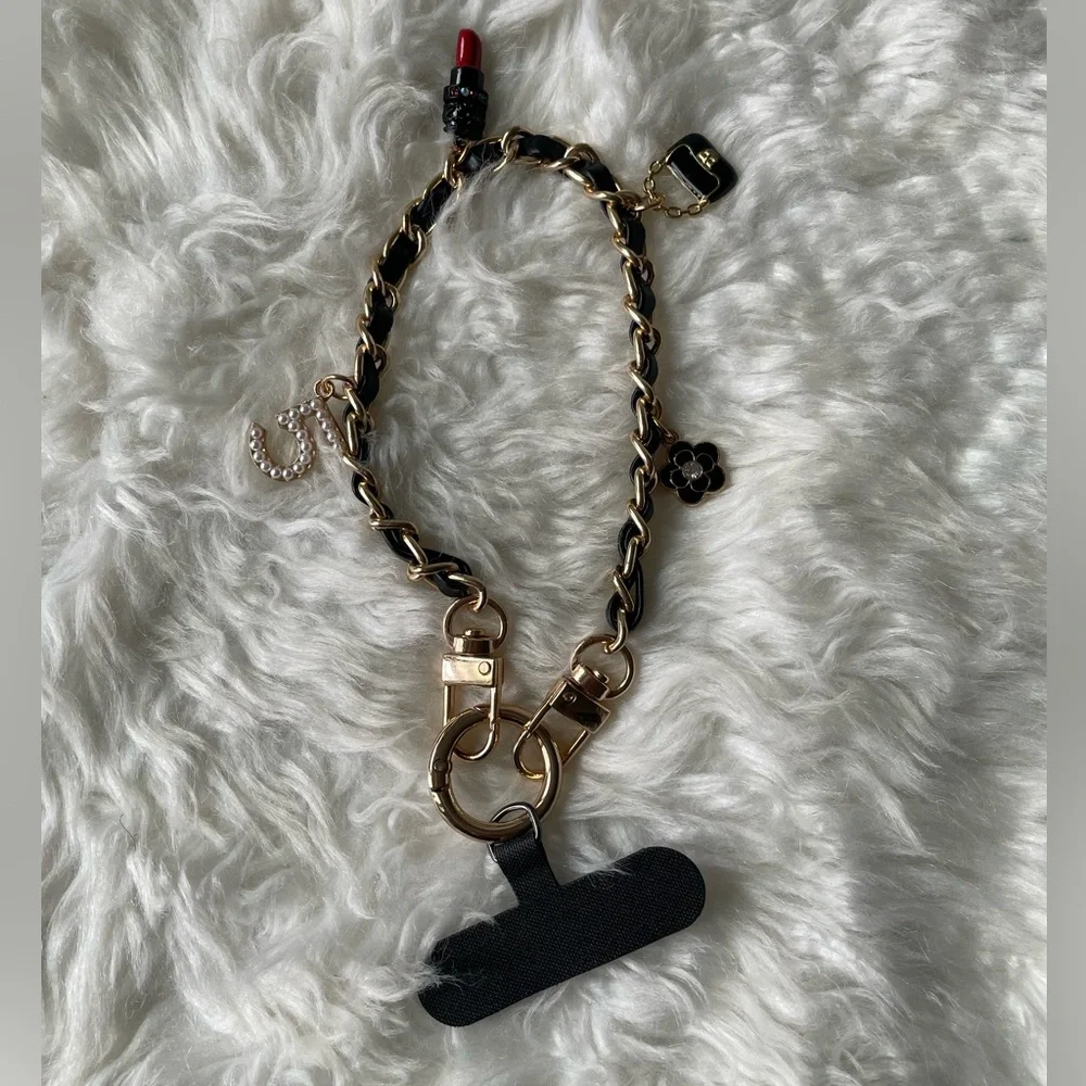 Faux Leather Charm Lanyard